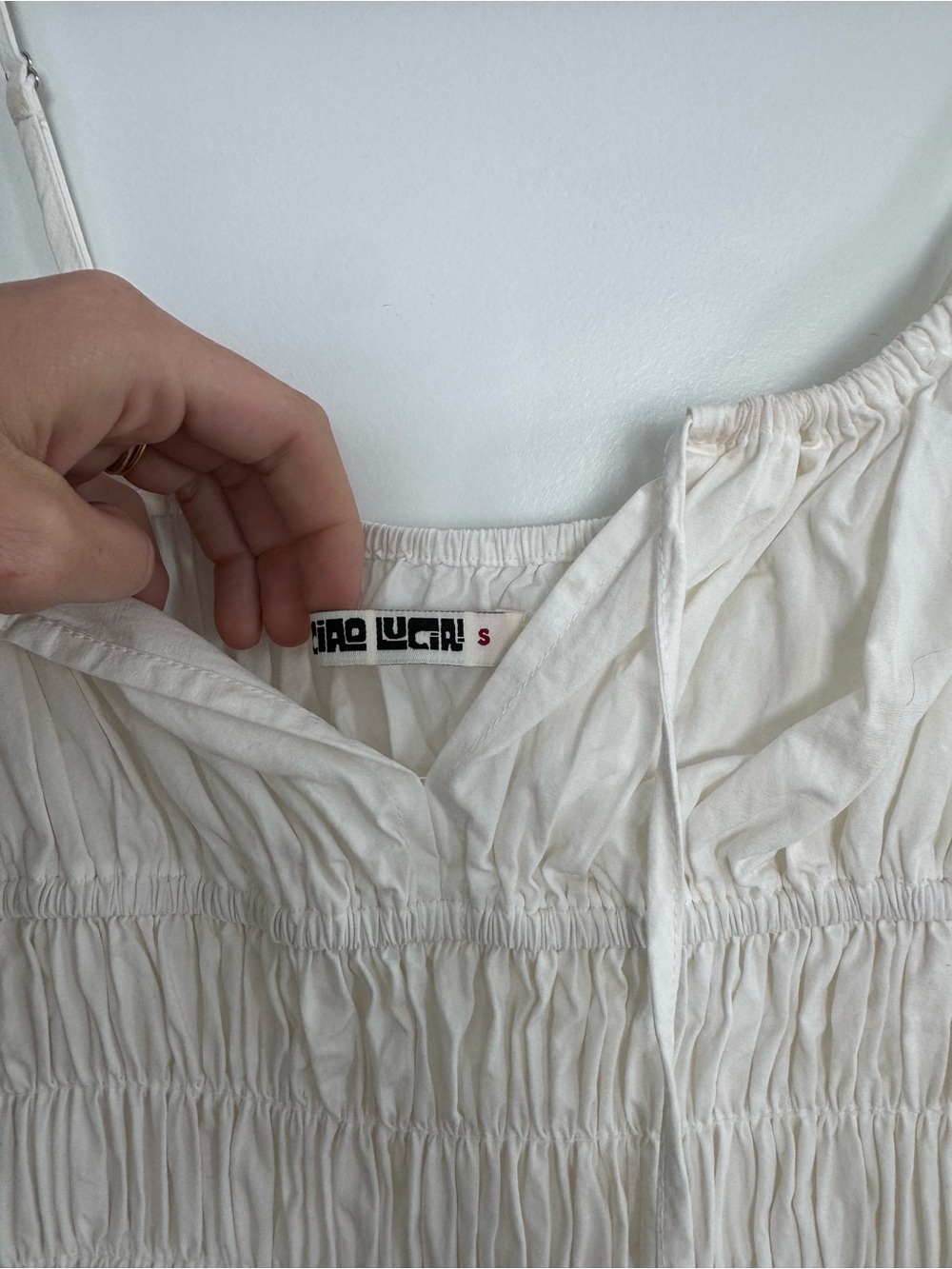 Ciao Lucia White Smocked Mini Sundress - Picture 4 of 7